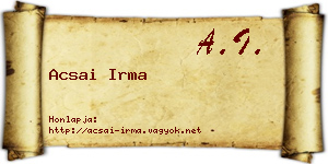 Acsai Irma névjegykártya